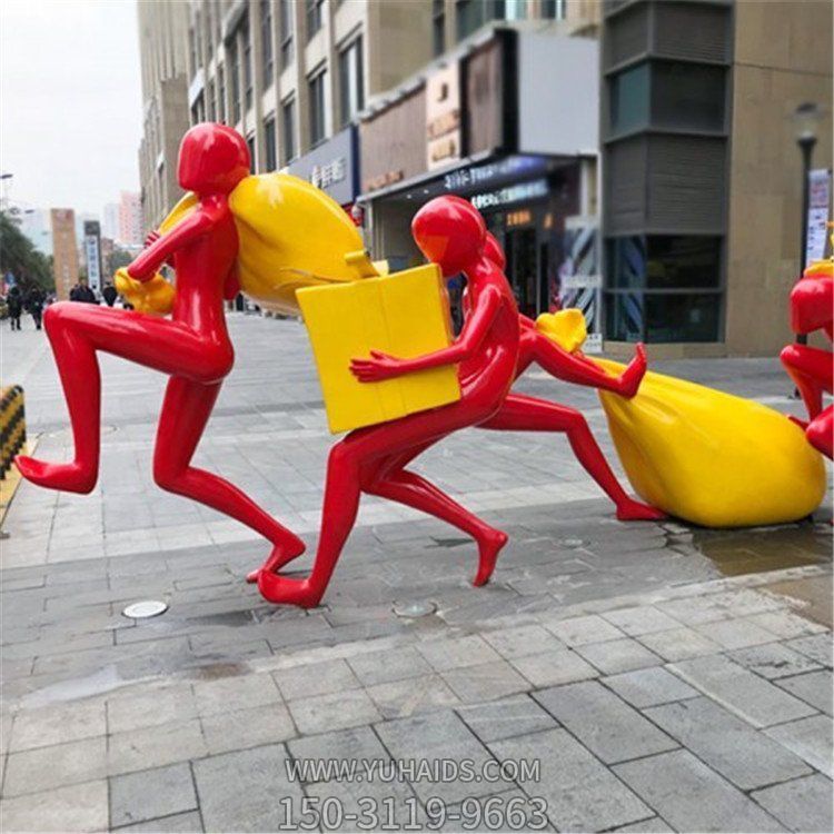 商场门口街道玻璃钢彩绘抽象人物摆件博鱼网页版