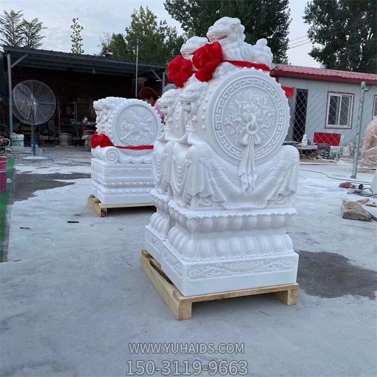 石雕汉白玉门墩抱鼓石一对家用镇宅石狮子博鱼网页版