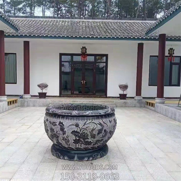 四合院摆放青石浮雕仿古养鱼水缸博鱼网页版