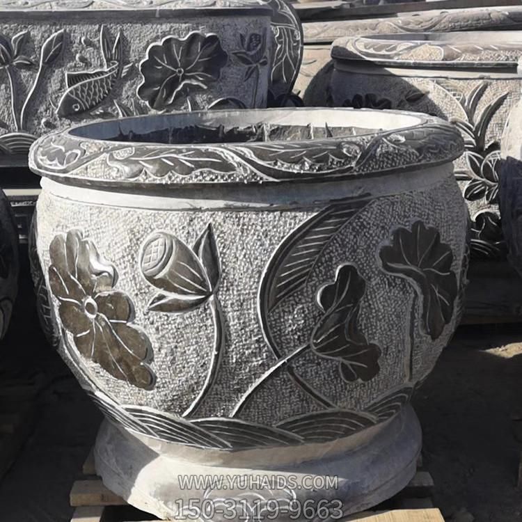 青石复古雕刻荷花中式别墅园林鱼缸博鱼网页版