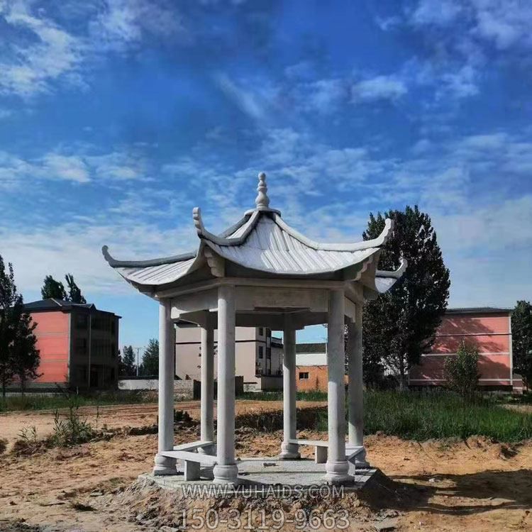 仿古石雕中式六角凉亭户外园林景观博鱼网页版