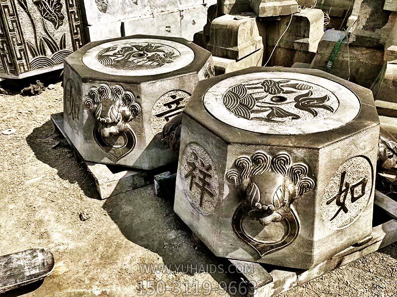 庭院摆放八角吉祥如意仿古石柱墩博鱼网页版
