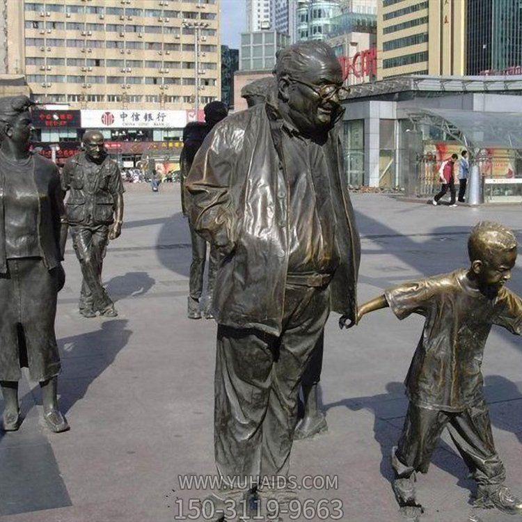 城市街道摆放黄铜铸造西方人物博鱼网页版小品