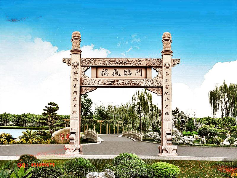 公园景观摆放简易单门柱花岗岩门牌楼博鱼网页版