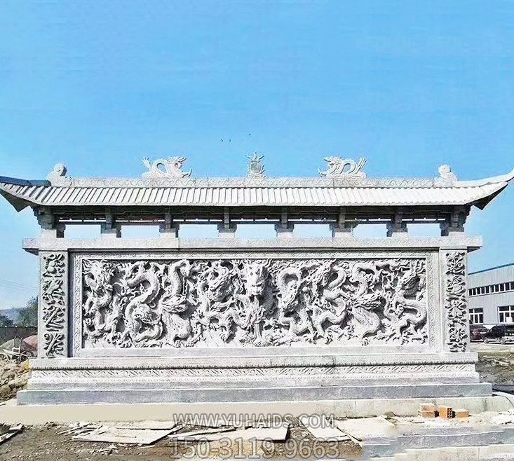 企业门口处摆放大理石九龙壁博鱼网页版