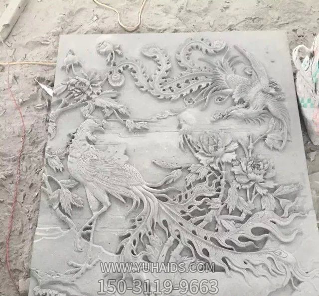 汉白玉石板石雕浮雕凤凰博鱼网页版