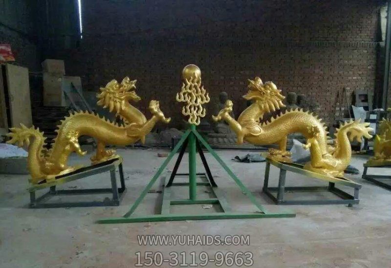 景区创意不锈钢鎏金二龙戏珠博鱼网页版