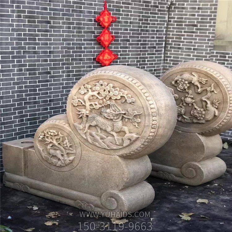 农村大理石石雕庭院浮雕抱鼓石门墩博鱼网页版