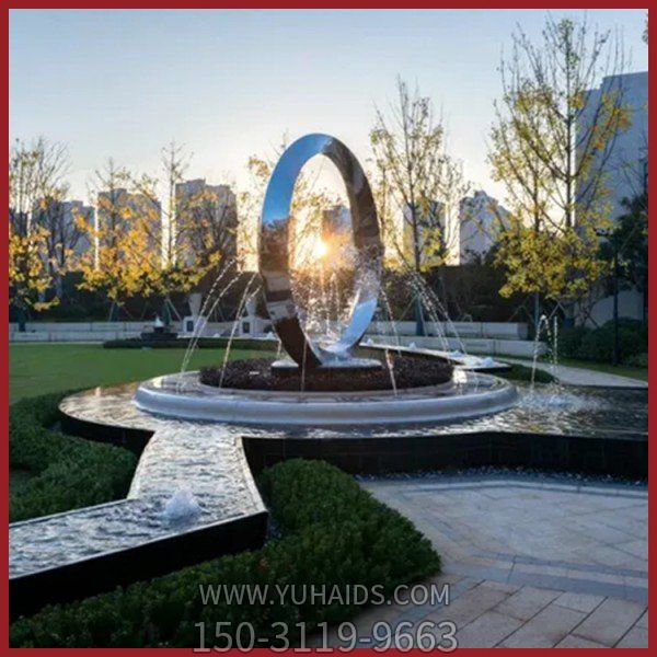 广场不锈钢几何喷泉水景喷泉圆环博鱼网页版