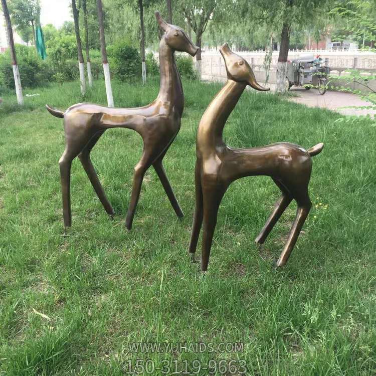 玻璃钢仿铜抽象鹿园林草地动物景观小品博鱼网页版