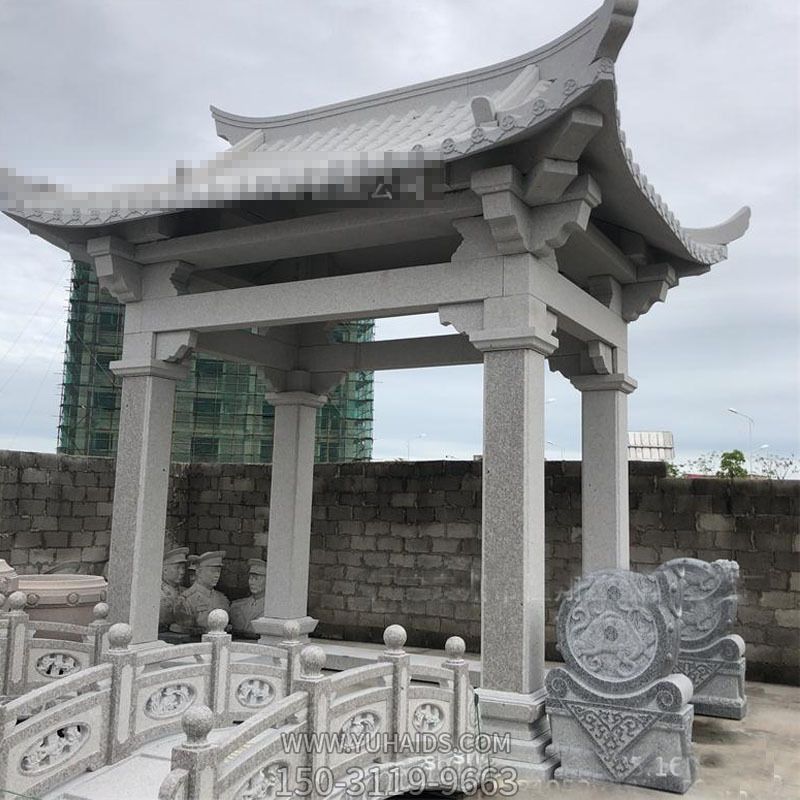 寺院景区户外摆放芝麻灰古建斗拱凉亭博鱼网页版