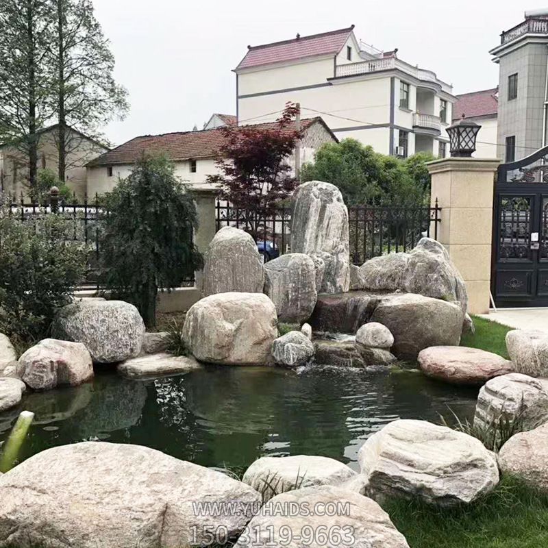 别墅室外池塘假山石景观博鱼网页版