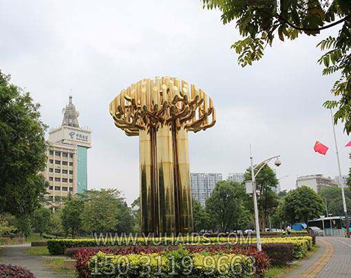 电影院商场户外不锈钢钛金色树木博鱼网页版