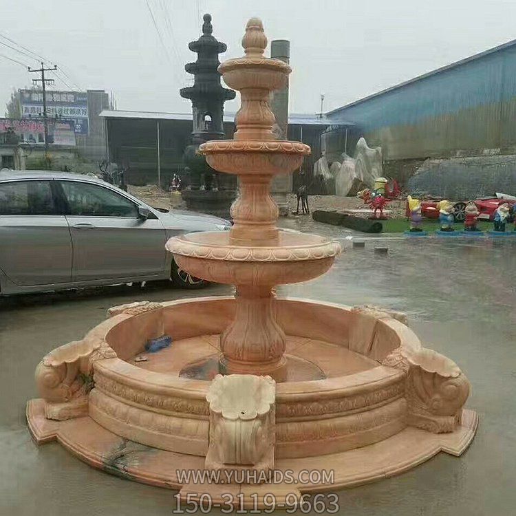 晚霞红石雕户外多层喷泉博鱼网页版