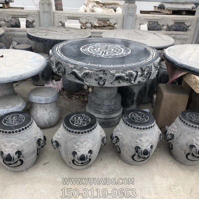 天然大理石青石仿古庭院户外家用石桌石凳餐摆件博鱼网页版