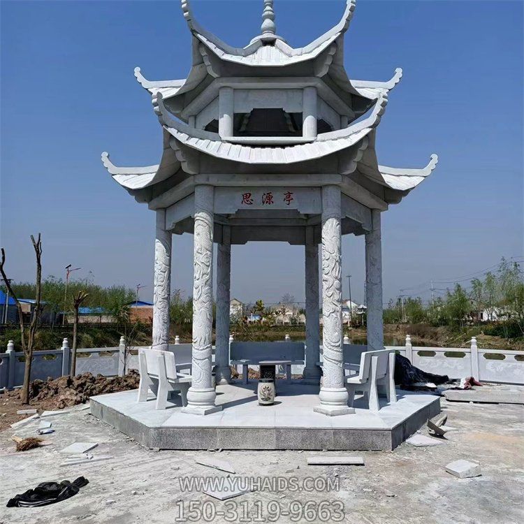 大理石石雕户外园林景观双层凉亭博鱼网页版