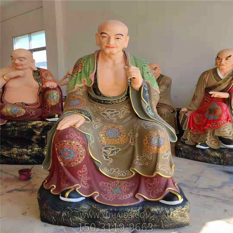 玻璃钢彩绘寺庙大型佛像十八罗汉摆件博鱼网页版