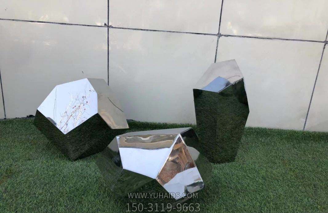 别墅庭院摆件不锈钢镜面石头博鱼网页版