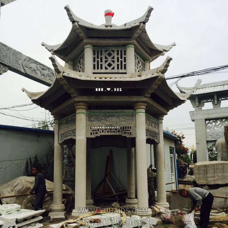 仿古做旧大型双层石雕凉亭博鱼网页版