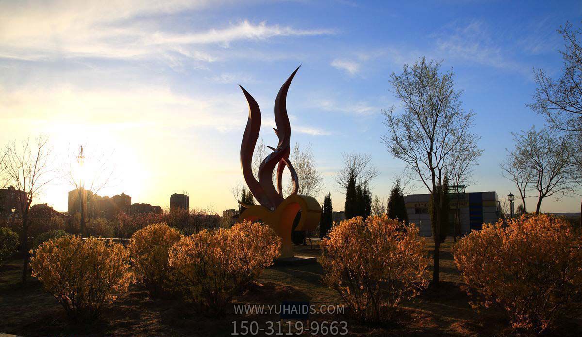 学校广场中心抽象不锈钢火苗博鱼网页版