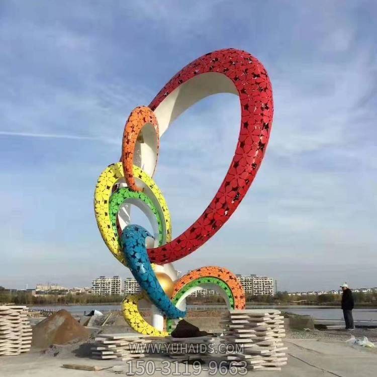 广场大型玻璃钢彩绘圆环博鱼网页版
