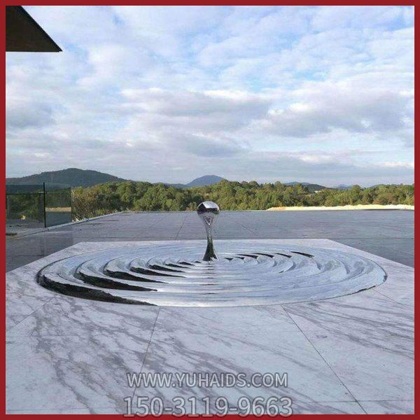 广场大型不锈钢圆环水波纹滴水景观摆件博鱼网页版