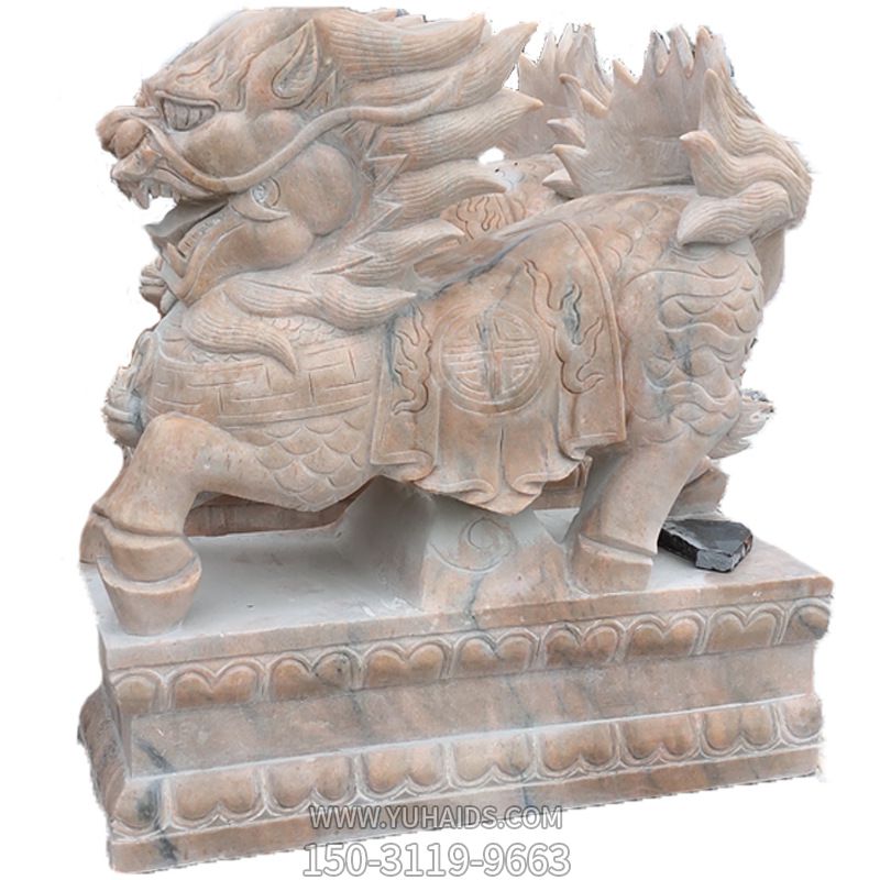 户外景区晚霞红石雕大型动物景观麒麟博鱼网页版