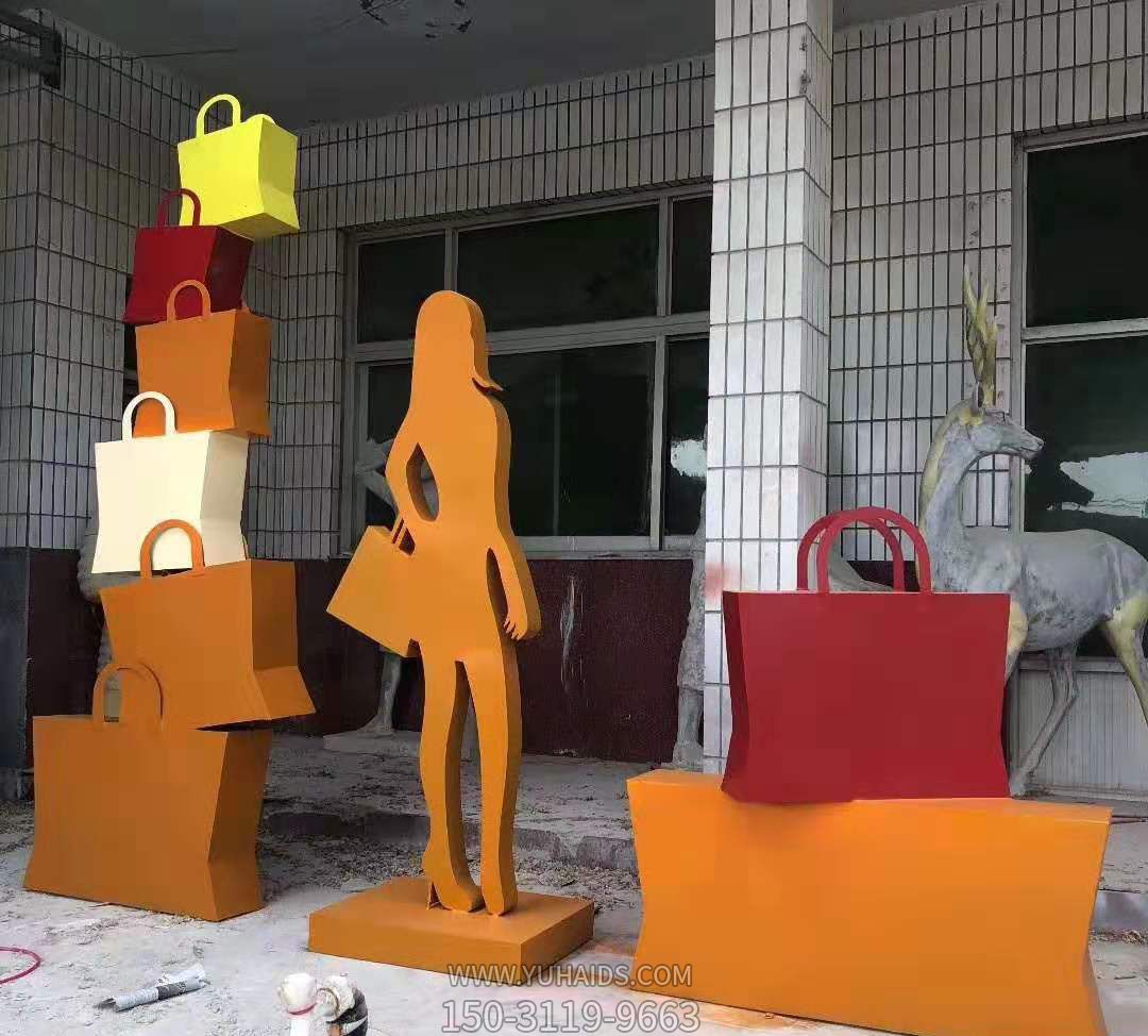 玻璃钢抽象购物女郎商场人物美陈摆件女性博鱼网页版