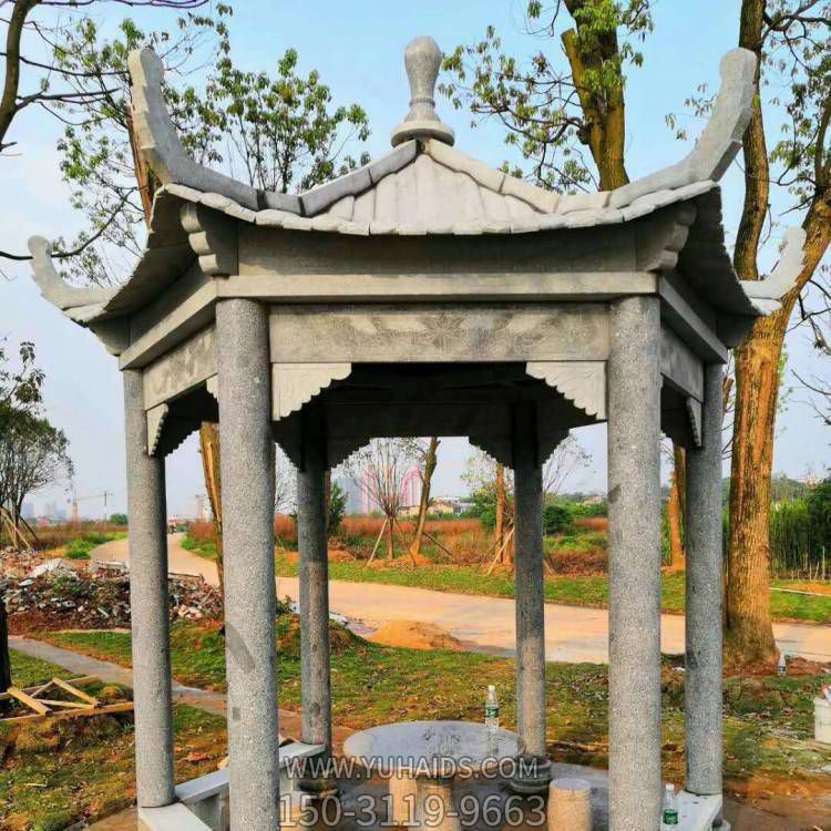 园林摆放青石仿古建筑六角凉亭博鱼网页版