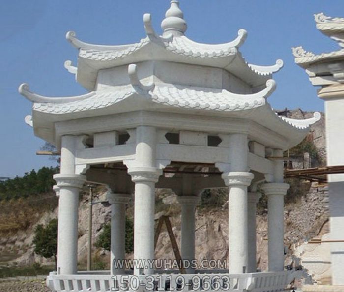 景区寺院摆放双层汉白玉休息凉亭博鱼网页版