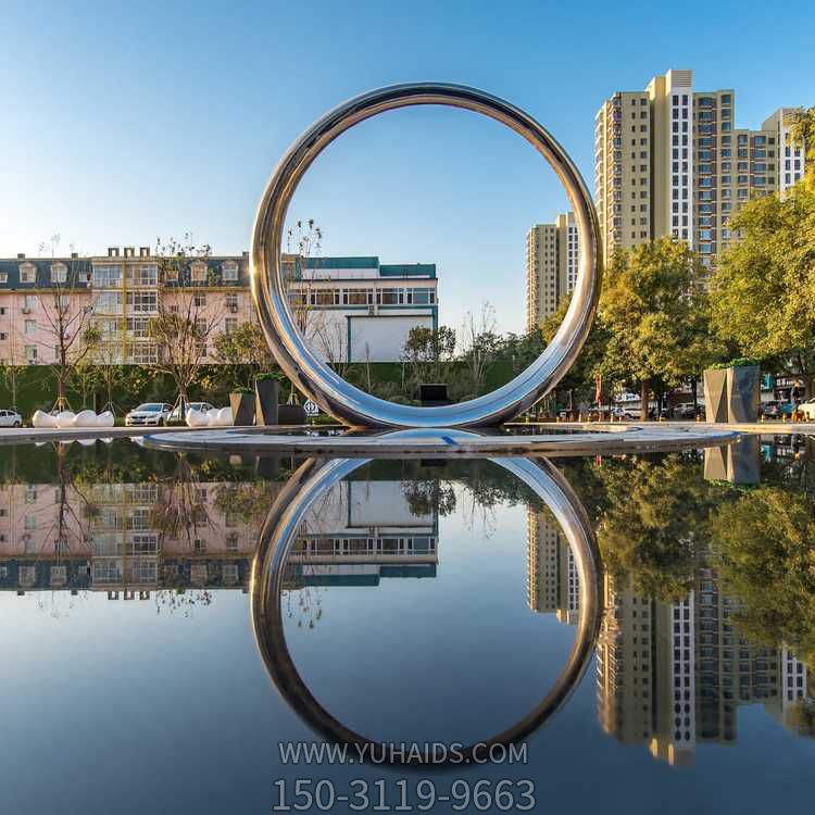 不锈钢镜面圆环博鱼网页版户外喷泉水景博鱼网页版