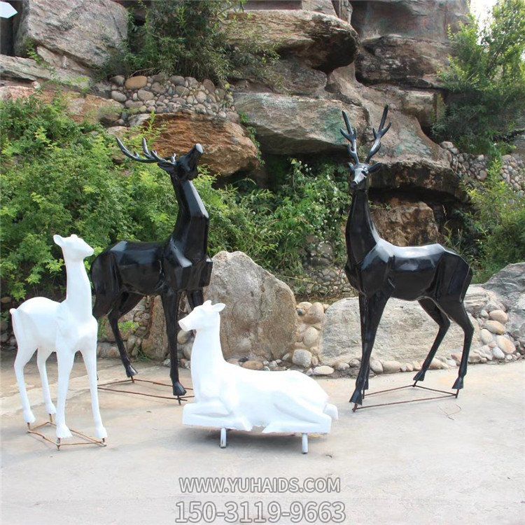 抽象户外玻璃钢梅花鹿博鱼网页版摆件