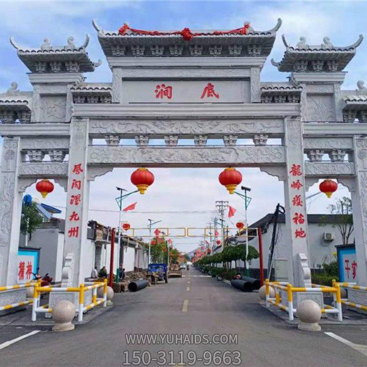 村庄单门大理石浮雕牌坊 旅游景点门牌楼博鱼网页版