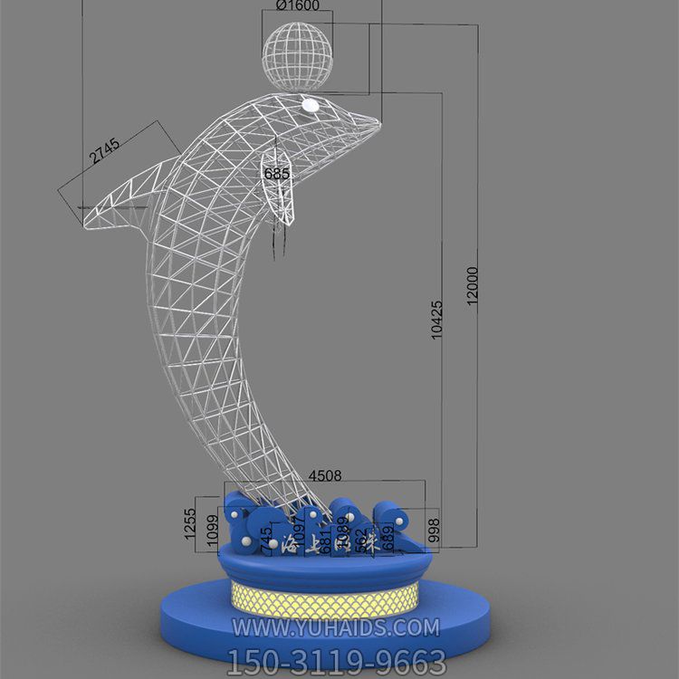 不锈钢镂空网格金属海豚摆件博鱼网页版
