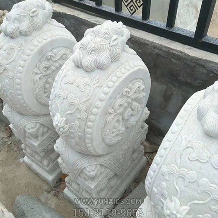 庭院别墅门口大理石浮雕招财抱鼓石博鱼网页版