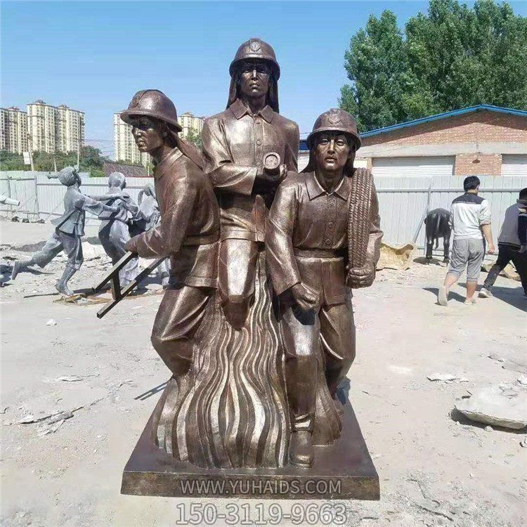 景区玻璃钢仿铜园林消防员景观人物 博鱼网页版