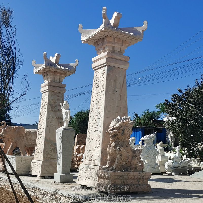 墓园门口摆放仿古建筑石雕汉阙博鱼网页版