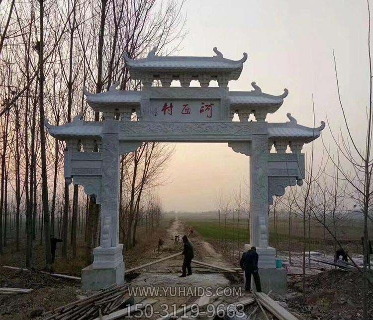 村庄大理石单门牌坊石雕博鱼网页版