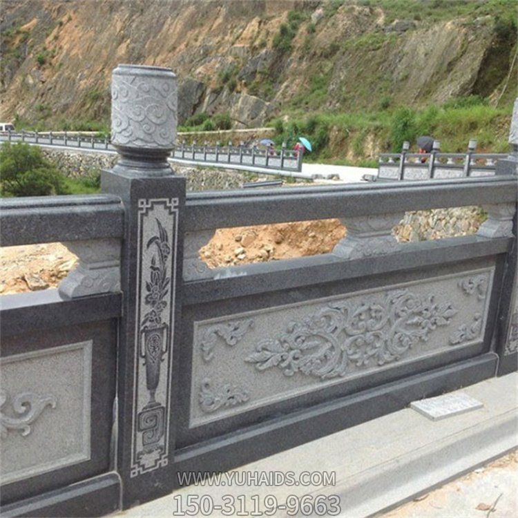 青石大理石雕刻花纹石栏杆  景区公路旁安装防护栏杆博鱼网页版