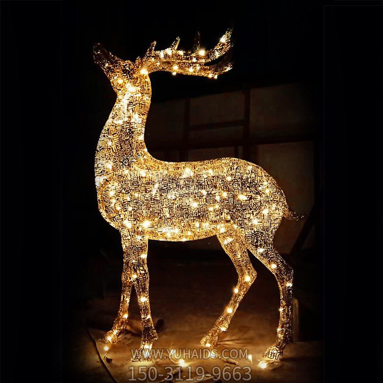 不锈钢镂空鹿公园草地灯光亮化小品博鱼网页版