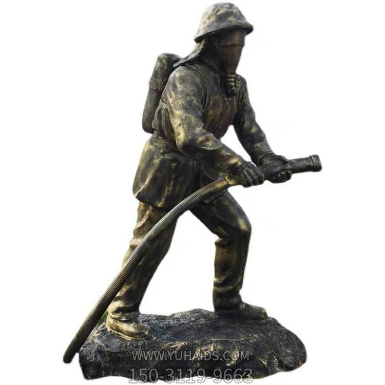 园林景区玻璃钢仿铜消防人物博鱼网页版