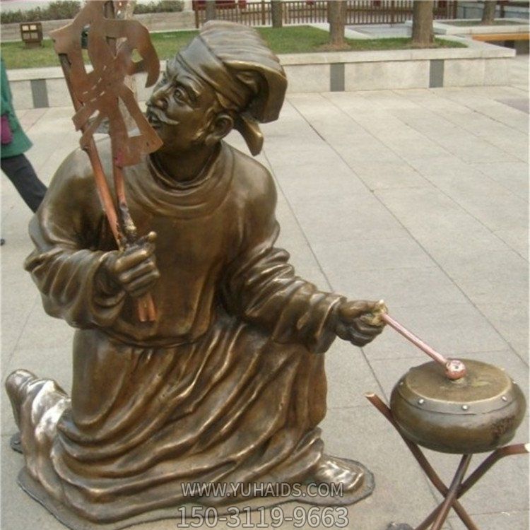 公园户外广场玻璃钢仿铜表演皮影戏民俗人物小品博鱼网页版