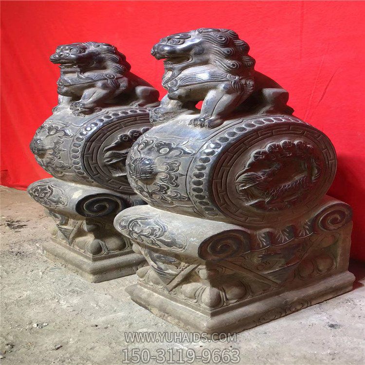 狮子门鼓装饰摆件石雕门抱石 复古装饰门墩 博鱼网页版