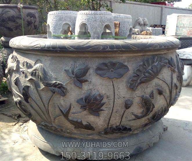 仿古荷花鲤鱼浮雕缸博鱼网页版