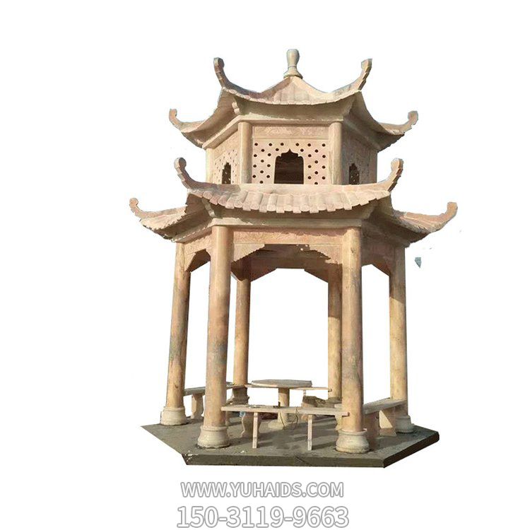 晚霞红石雕户外园林中式石雕凉亭博鱼网页版