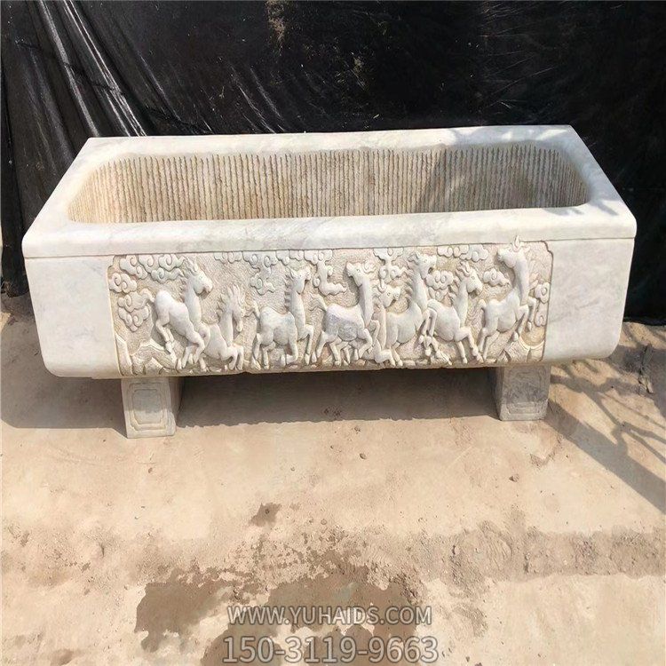 大理石石雕户外园林景观浮雕老石槽博鱼网页版