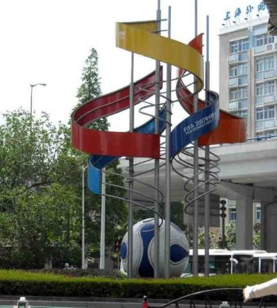 城市广场摆放不锈钢喷漆仿真足球景观标志博鱼网页版