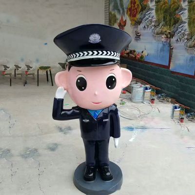 景区玻璃钢创意童趣敬礼的男警察博鱼网页版