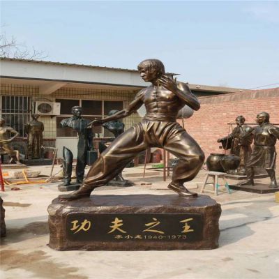 电影院摆放玻璃钢仿铜李小龙雕像