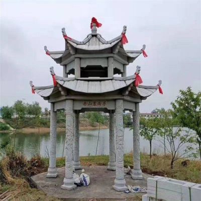 户外河边大理石中式双层凉亭博鱼网页版
